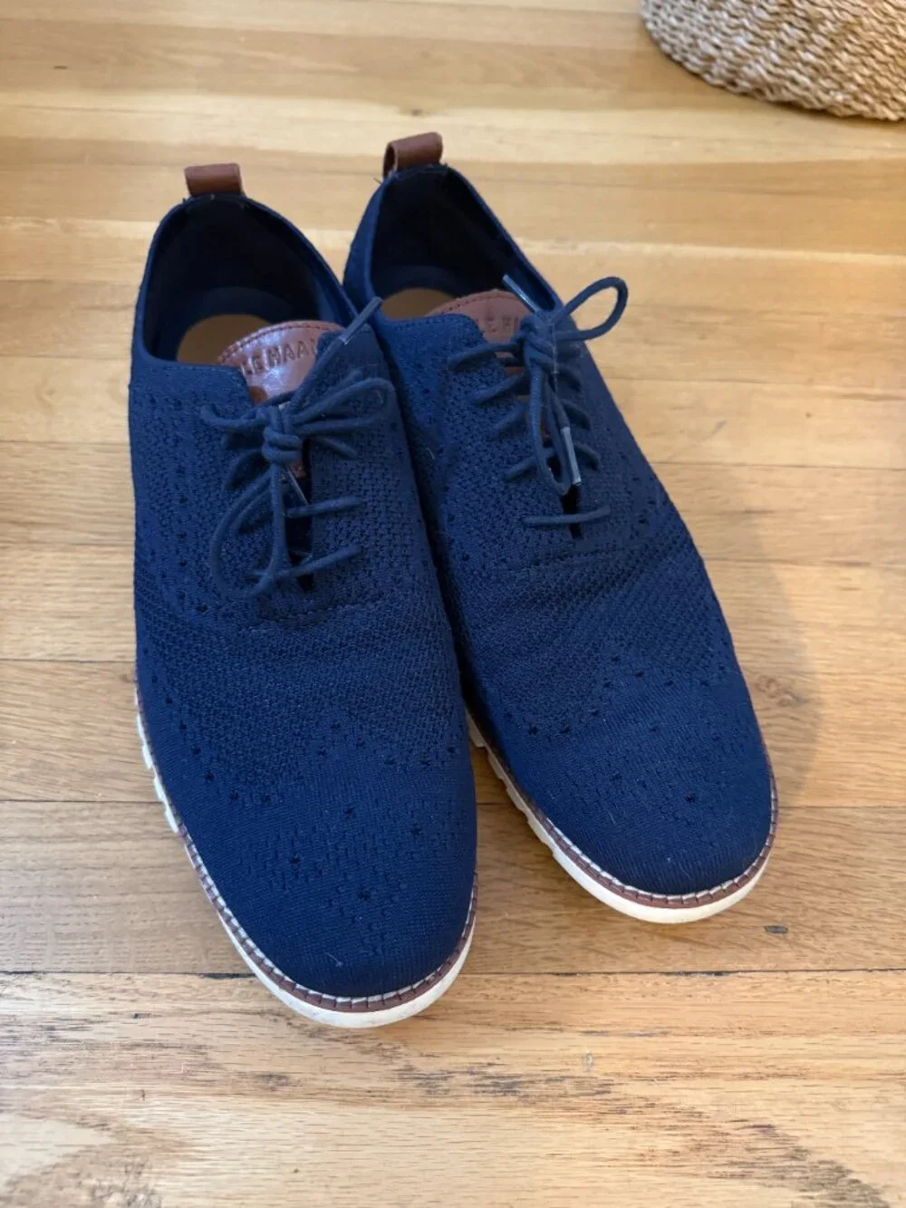 Cole Haan ZERØGRAND Navy Knit Oxford Wingtip Shoes Size 12M